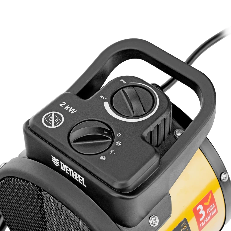 Тепловая пушка, керамический нагреватель (тепловентилятор) DHC 2-100, 230 В, 0.025/1/2 кВт Denzel