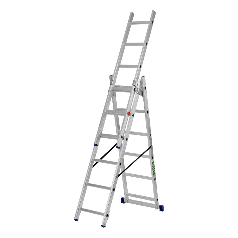 Лестница, 3 х 6 ступеней, алюминиевая, трехсекционная, Сибртех